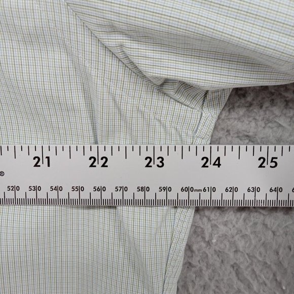 David Donahue Shirt Mens 17 White Grid Micro Check Button‎ Up Office Workwear - Picture 6 of 8